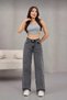 Serenay Cold Chocolate Power Lycra Smoked Snow Super High Waist Lycra Loose Leg Denim Jeans - 4