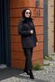 Collar Fur Collar Waist Gathered Beaded Coat - 4