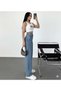 Women's Stretch Fabric Women's Medium Blue Super High Waist Loose Leg Denim Jeans Palazzo Pants - 6