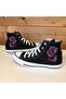 Black Fishback Printed Convers Unisex Canvas Sneaker Shoes - 5