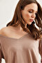 Women's Mink Silver Stitching Detail V-Neck Viscose Blouseblz- 19002747 - 4