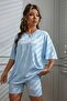 طقم علوي وسفلي بأكمام قصيرة وطبعة WELLNESS - 4