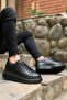 Black Leather Lace-Up High-Based Men's Sneaker