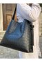 Serrated Faux Leather Buckle Detailed Tan Large Size Women's Shopper Shoulder Bag - 5