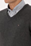 Men's Slim Fit V-Neck Anthracite Melange Basic Sweater 50313668-Vr081 - 7
