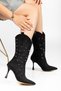 Women's Cowboy Boots - Pointed Toe with Gold Stud Detail and Thin Heel - 2
