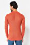 Men Crew Neck Long Knitted Sweater, Orange - 4