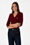 Women's Burgundy V-Neck Basic Sweater 50307727-Vr014 - 3
