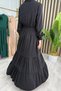 Sevde Dress Viscose Fabric Women's Black Hijab Dress with Elastic Waist and Collar Tie Detail - 5
