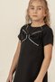 Girl's Bow Detailed Short Sleeve Black Special Occasion Birthday Wedding Evening Dress (9-10-11-12 Years Old) - 2