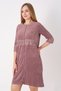 Women's Anthracite Zippered Lace Detailed Pocketed Cotton Terry Three Quarter Sleeve Dress - 3
