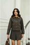 Coffee Collar Detailed Jacket Skirt Set - 5