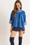 Women's Blue Cuff Sleeve Detailed Three Quarter Knit Sweater Kzk-19000975 - 4