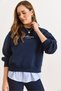 Women's Navy Blue Shirt Detailed Fleece-Lined Thick Sweatshirt Swt-19000782 - 5