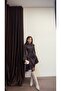 Women's Snap Button Detailed Long Sleeve Asymmetrical Cut Dress - 5