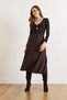 Women's Anthracite Leopard Elastic Waist Suede Textured Bell Skirt Etk-19000141 - 2