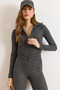 Women's Anthracite Collar Detailed Zippered Soft Zippered Jacket Ckt-19000496