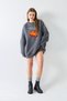 Women's Oversized Sweat Dress Bakery Bun Printed Smoked Melange – Crew Neck, 3 Thread Fleece - 3