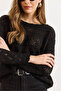 Women's Black Geometric Openwork Detailed Knitwear Sweater Kzk-19001044 - 6