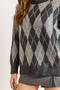 Women's Gray Baklava Pattern Fleece-Lined Thick Knitwear Sweater Kzk-19001075 - 6