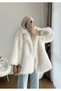 Women's Soft Textured New Season Lolita Fur Coat - Ecru - 4