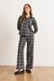 Women's Gray Elastic Waist Pocket Plaid Wide Leg Winter Trousers Pnt-19000381 - 5