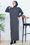 Corded Fabric Knitwear Dress N7085 Anthracite
