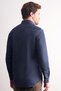Navy Blue-White Long Sleeve Buttoned Collar Self Patterned 100% Cotton Slim Fit Shirt 1004255199 - 4