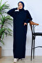 Corded Fabric Knitwear Dress N7080 Navy Blue