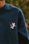 Women's Oversize Sweatshirt Piglet Bloom Printed Navy Blue – Crew Neck, 3 Thread Rastering - 5