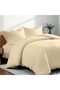 Double Duvet Cover 3PC Set - 350TC 100% Long Staple Cotton Sateen -Luxury Quality, Easy Button Closure, Size: 200x200cm + 2PC Pillow Sham 50 x 75+ 5cm, Beige