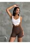 Women's Brown Shaping Super Mini High-Waisted Leggings - 3