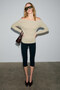 Olivienn women's off-the-shoulder asymmetric neck long sleeve Slim Fit mink blouse - 4