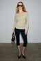 Olivienn women's off-the-shoulder asymmetric neck long sleeve Slim Fit mink blouse - 3