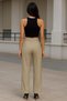 Women's Straight/ Straight Cut Pleated Woven Fabric Palazzo Pants - 2