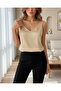 V-Neck Zero Sleeve Satin Blouse