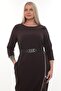 Zipper Detailed Belted Midi Brown Dress - 2