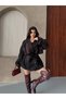 Women's Short Cashmere Coat with Belted Sleeves and Epaulet Detail Premium Cashmere Coat - 6