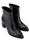 Women's Faux Leather Black Heeled Boots - 2