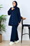 Hooded Button Scuba Suit N5393 Navy Blue - 2