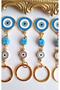 New Year's Gift 5-Piece Zircon Stone Big Evil Eye Beaded Blue Keychain Piece Price - 2