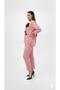 Women's Plus Size Three Quarter Sleeve Rose Detailed Two Thread Tracksuit Set 8223-26 - 2