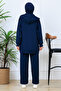 Hooded Button Scuba Suit N5393 Navy Blue - 5