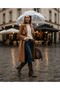 Brown Back Zipper Pointed Toe Thick Heel Rubber Sole Women's Boots - 2