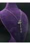 Butterfly Model Zircon Stone Artificial Pearl Embroidered Steel Dangle Pendant and Steel Chain Necklace - 4