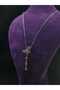 Butterfly Model Zircon Stone Artificial Pearl Embroidered Steel Dangle Pendant and Steel Chain Necklace - 7