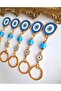 New Year's Gift 5-Piece Zircon Stone Big Evil Eye Beaded Blue Keychain Piece Price - 6