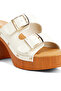 Women Buckle Straps High Block Heel Clogs in Beige - 5
