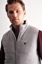Gray Mock Neck Zippered Casual Slim Fit Quilted Vest 1009255103 - 4