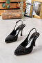 Satin Stone Pointed Toe Women's Thin Heeled Platform Evening Dress Shoes
